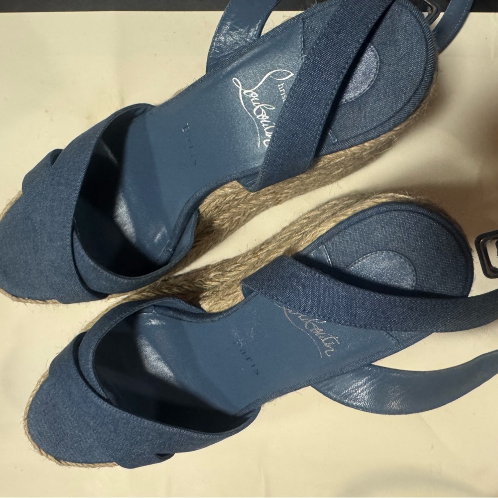 Christian Louboutin Navy Espadrille Sandals